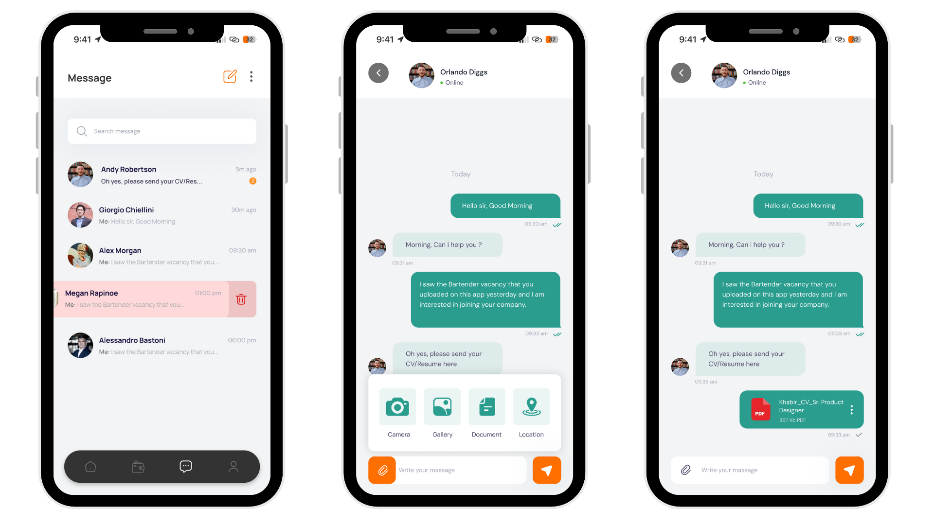 Messaging screen