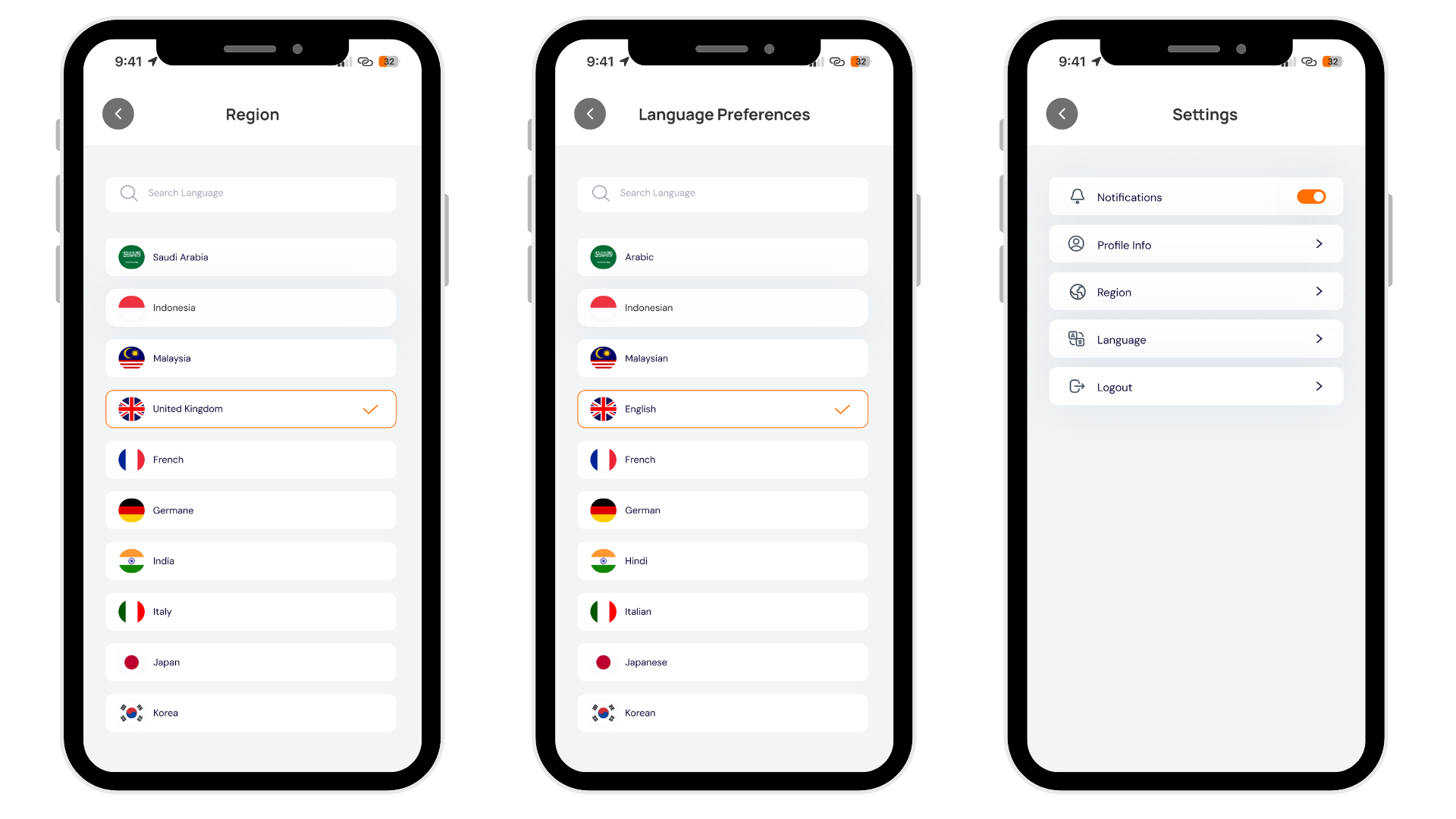 Language settings